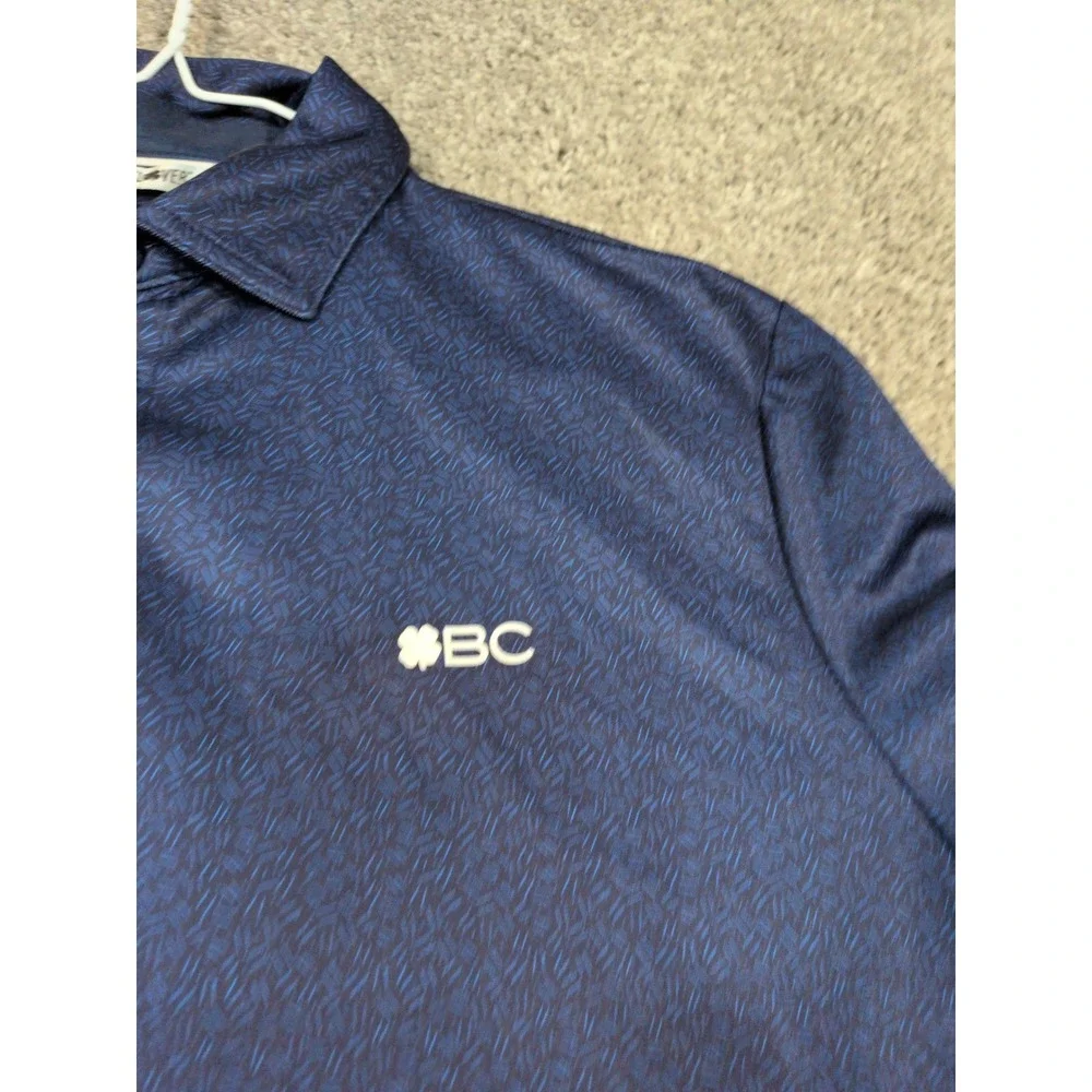 Black Clover Mens Live Lucky Golf Polo Navy Blue Geometric‎ Pattern Size M BC